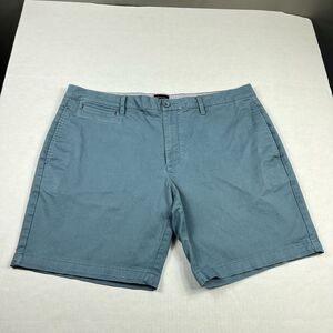 Untuckit Mens Chino Shorts Blue Stretch Zip Close Flat Front Comfort Casual 40